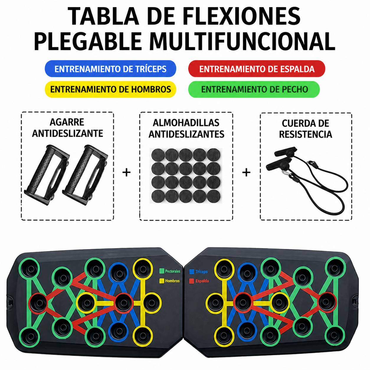 Portable Multifunctional Push-Up Board Set with Handles Foldable Fitness Equipment for Chest Abdomen Arms and Back Training